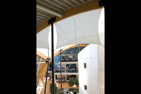 View from a ‘learning plaza’ – an open balcony in the winter garden. Classes also take place on the garden floor